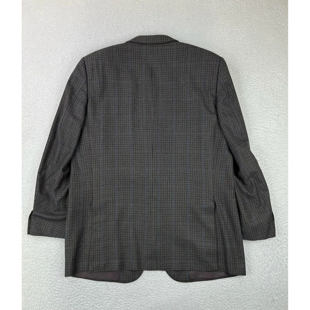 Ermenegildo Zegna Mens 46R Gray Plaid Wool Tweed Sport Coat Blazer EU 56R